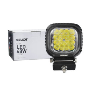 Farol Auxiliar Universal Quadrado LED Bivolt 48W 6000K com Carcaça de Alumínio