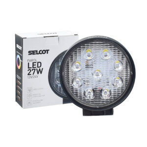 Farol Auxiliar Universal Redondo LED Bivolt 27W 6000K com Carcaça de Alumínio