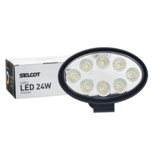 Farol Auxiliar Universal Oval LED Bivolt 24W 6000K com Carcaça de Alumínio