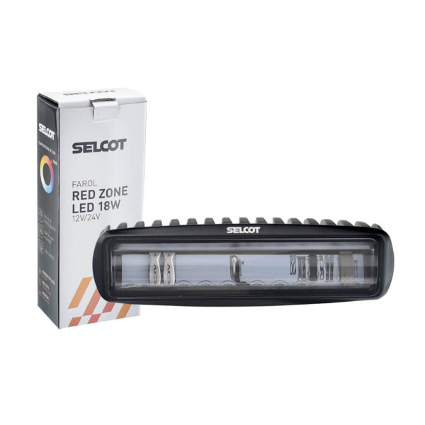 Farol Segurança Retangular LED Bivolt 18W 1500K com Carcaça de Alumínio Empilhadeira